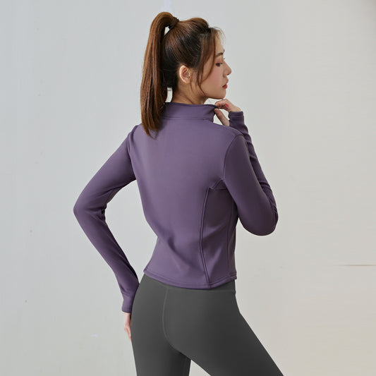 2024061015 Long sleeve running fitness plus fleece yoga suit