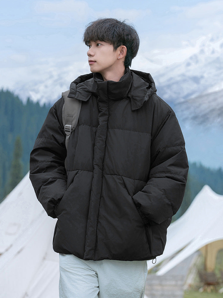 2024061019 Stand-up collar hooded down jacket