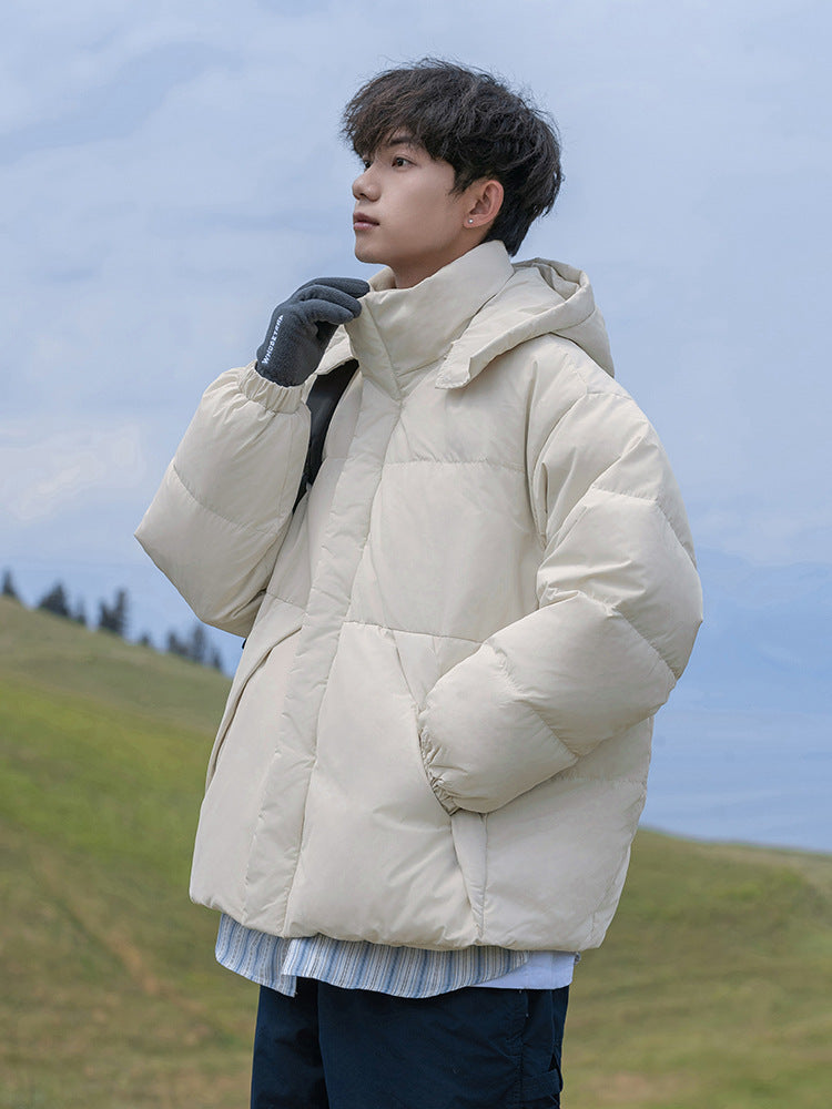 2024061019 Stand-up collar hooded down jacket